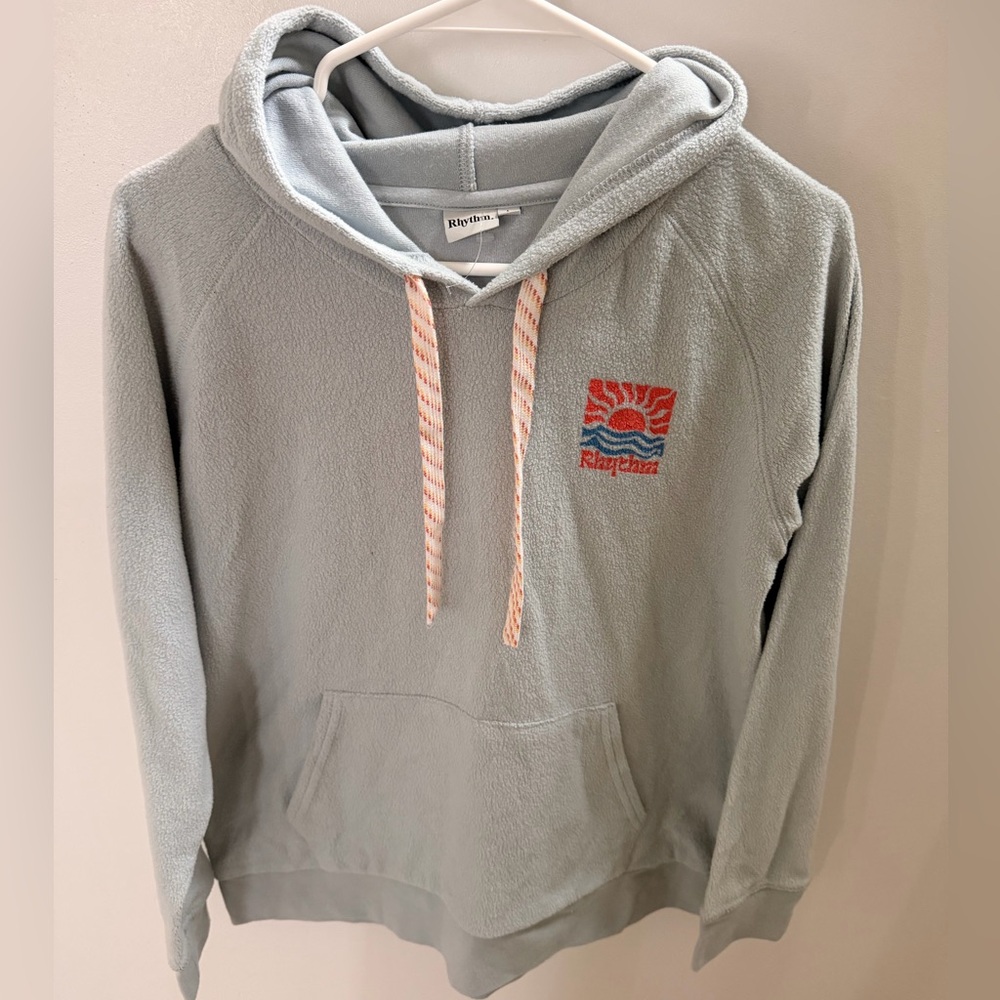 Rhythm. Light Gray Hoodie with Embroidered Logo